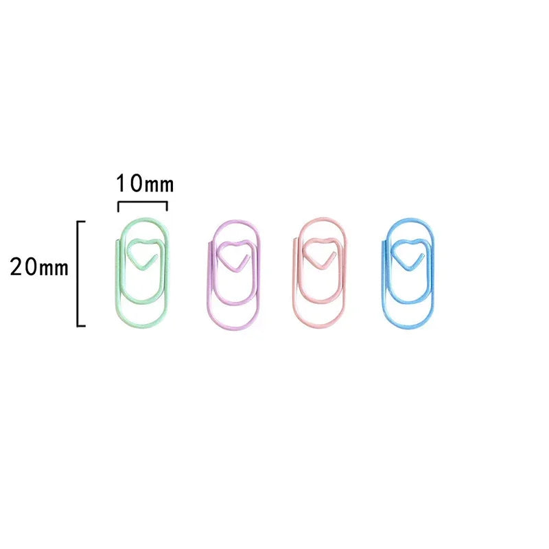 50pc Mini Pastel Heart Paper Clips (8 Color Options)
