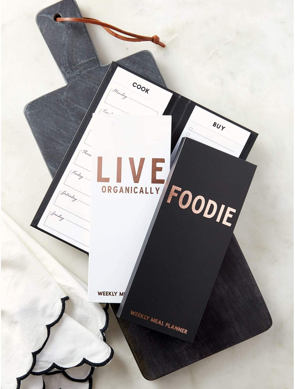 Live Organically Weekly Meal Planner | Hardbound | White and Rose Gold