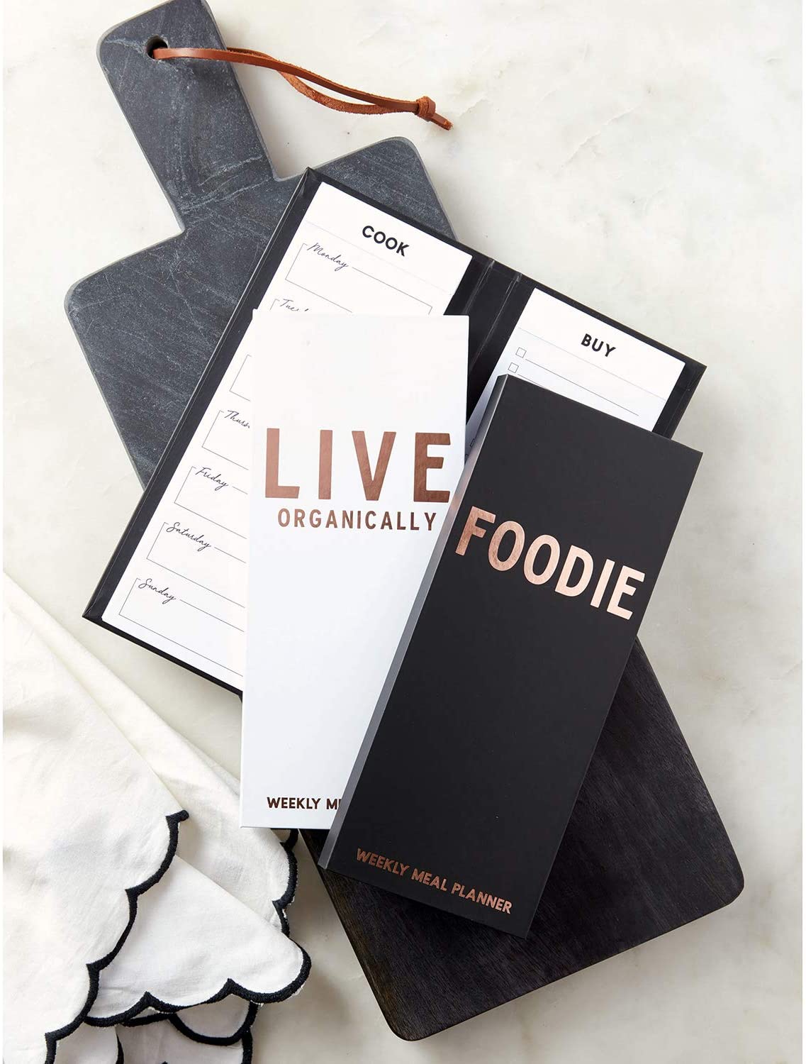 Live Organically Weekly Meal Planner | Hardbound | White and Rose Gold