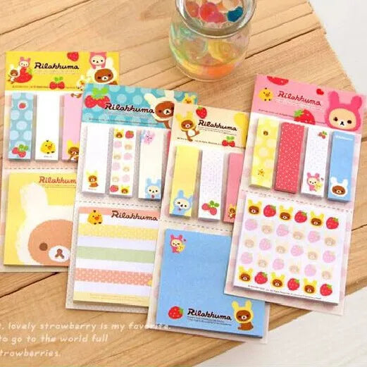 Rilakkuma Kawaii Sticky Note + Tabs Variety Packs