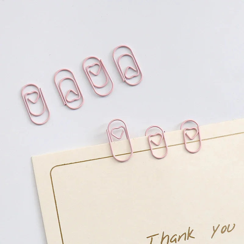 50pc Mini Pastel Heart Paper Clips (8 Color Options)