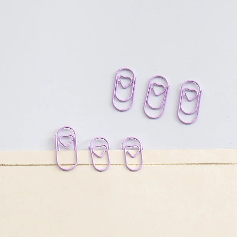 50pc Mini Pastel Heart Paper Clips (8 Color Options)