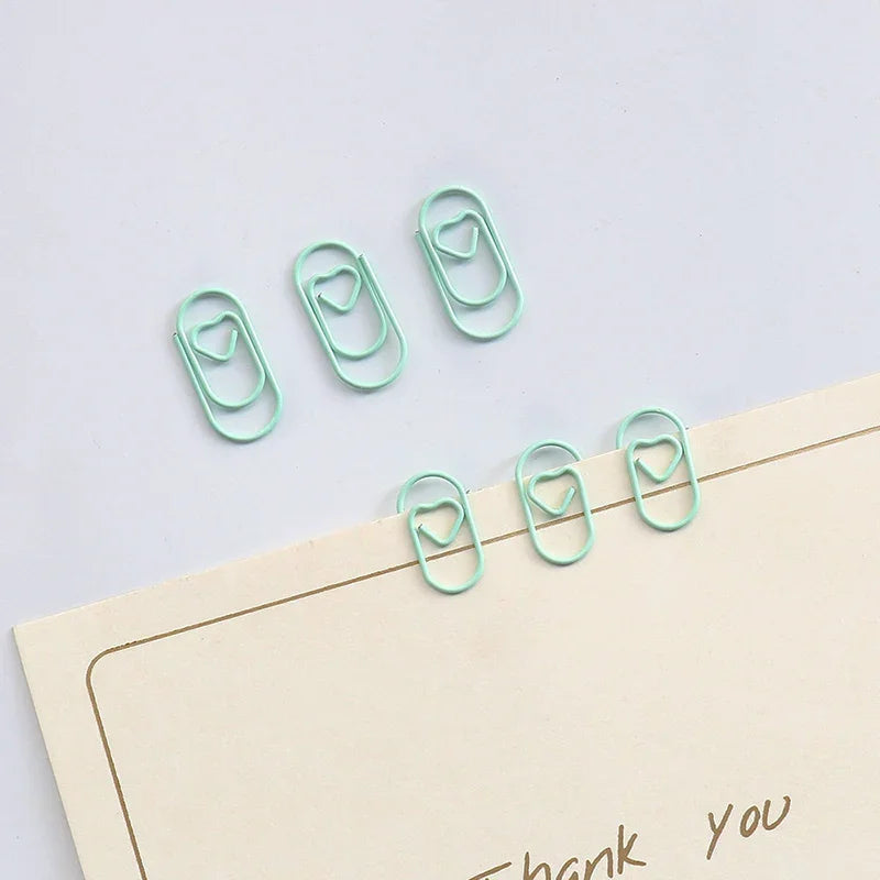 50pc Mini Pastel Heart Paper Clips (8 Color Options)