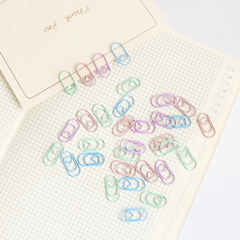 50pc Mini Pastel Heart Paper Clips (8 Color Options)