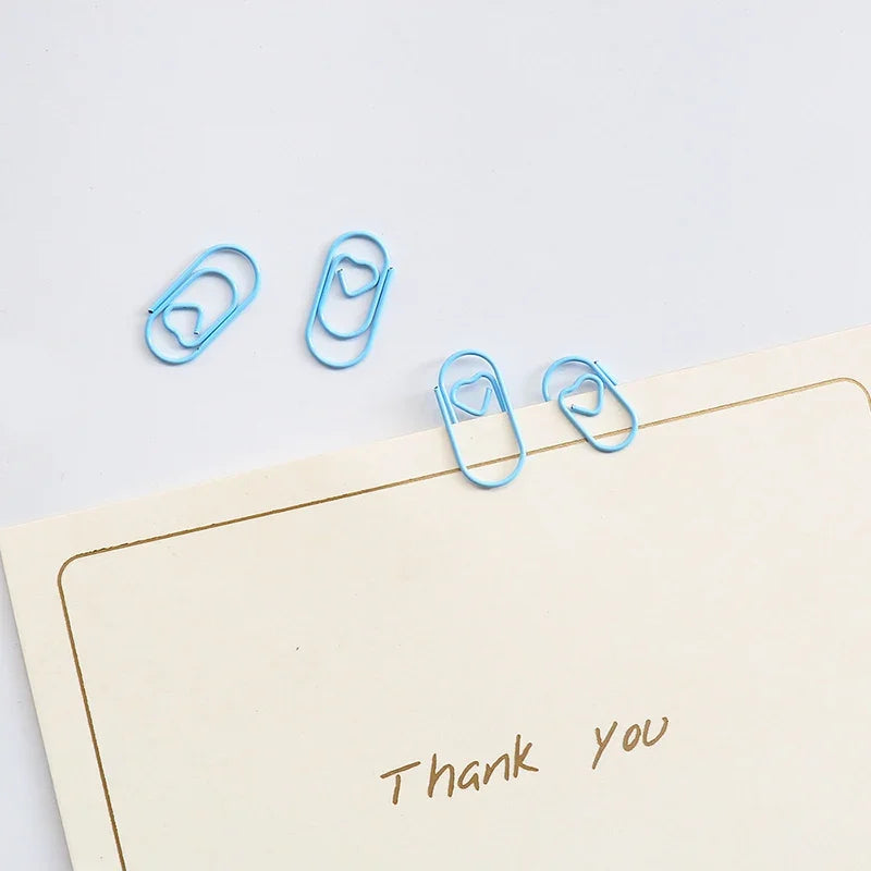 50pc Mini Pastel Heart Paper Clips (8 Color Options)