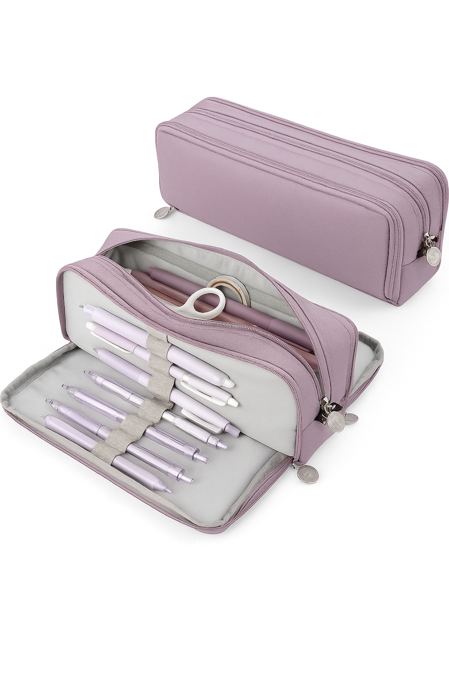 Purple Multi-Compartment Pencil Case