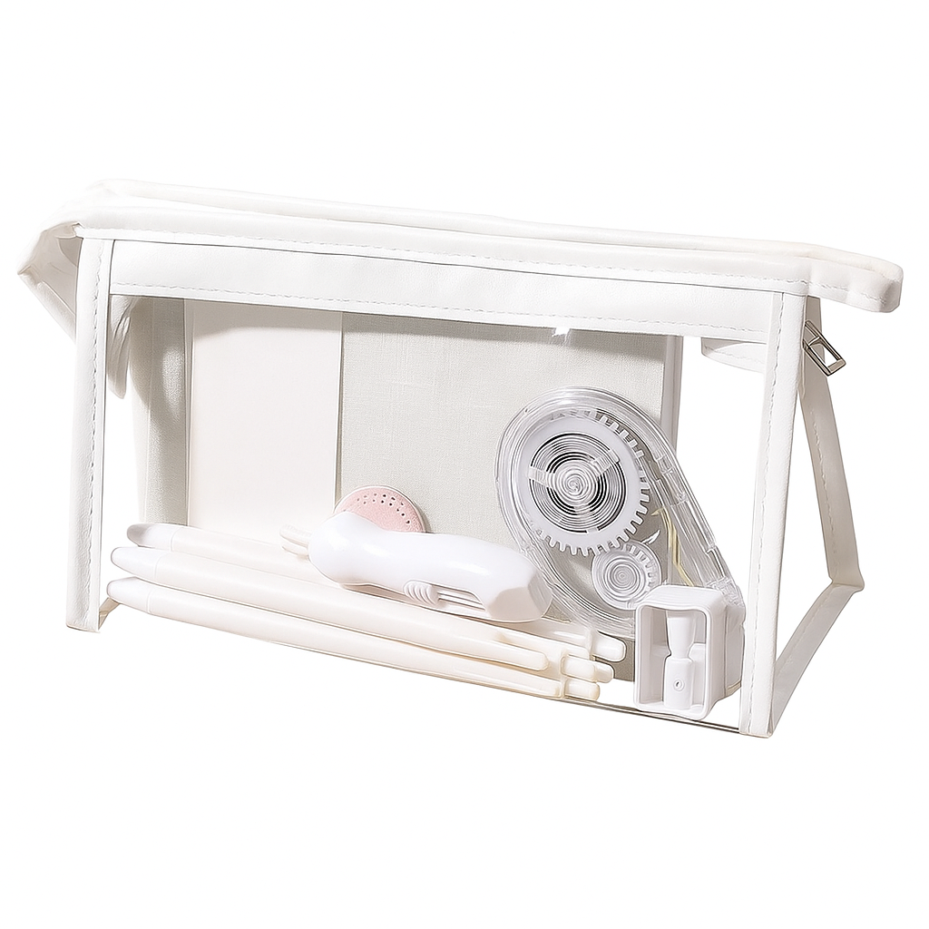 Transparent White Triangular Pencil Case – Minimalist Stationery